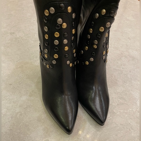 Free People Studded Dakota Heel Boots In Black Size 36.5 - Picture 8 of 12